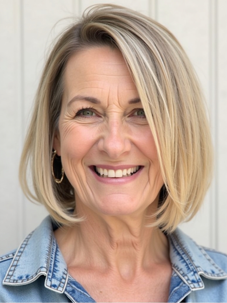 Hairstyles For Thin Fine Hair Over 60: Blunt Bangs