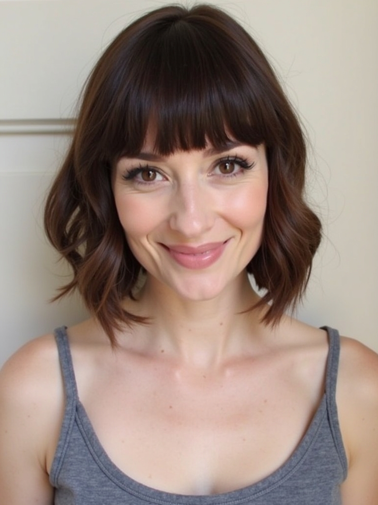 Face Framing Curtain Bangs with a Tight Curls