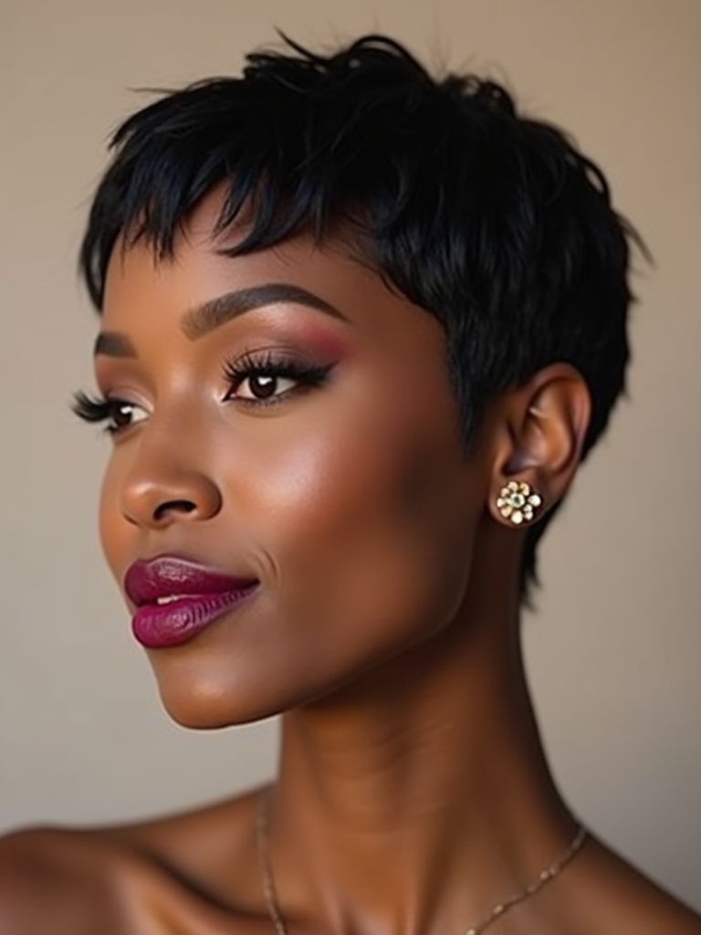 Short Pixie Haircuts Black Women: The Pixie with Bangs