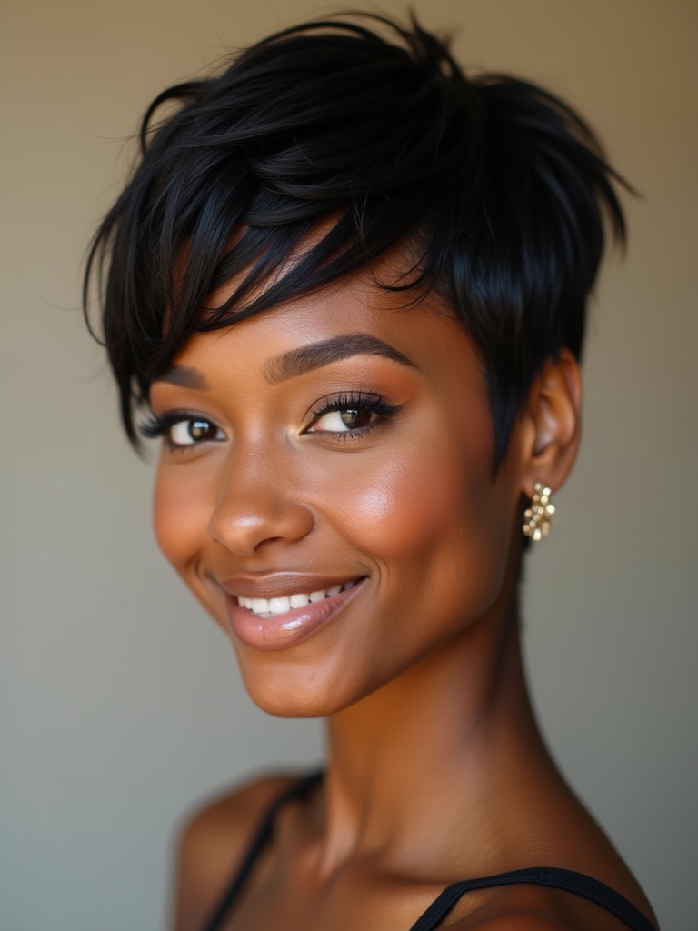 Short Pixie Haircuts Black Women: The Textured Top Pixie