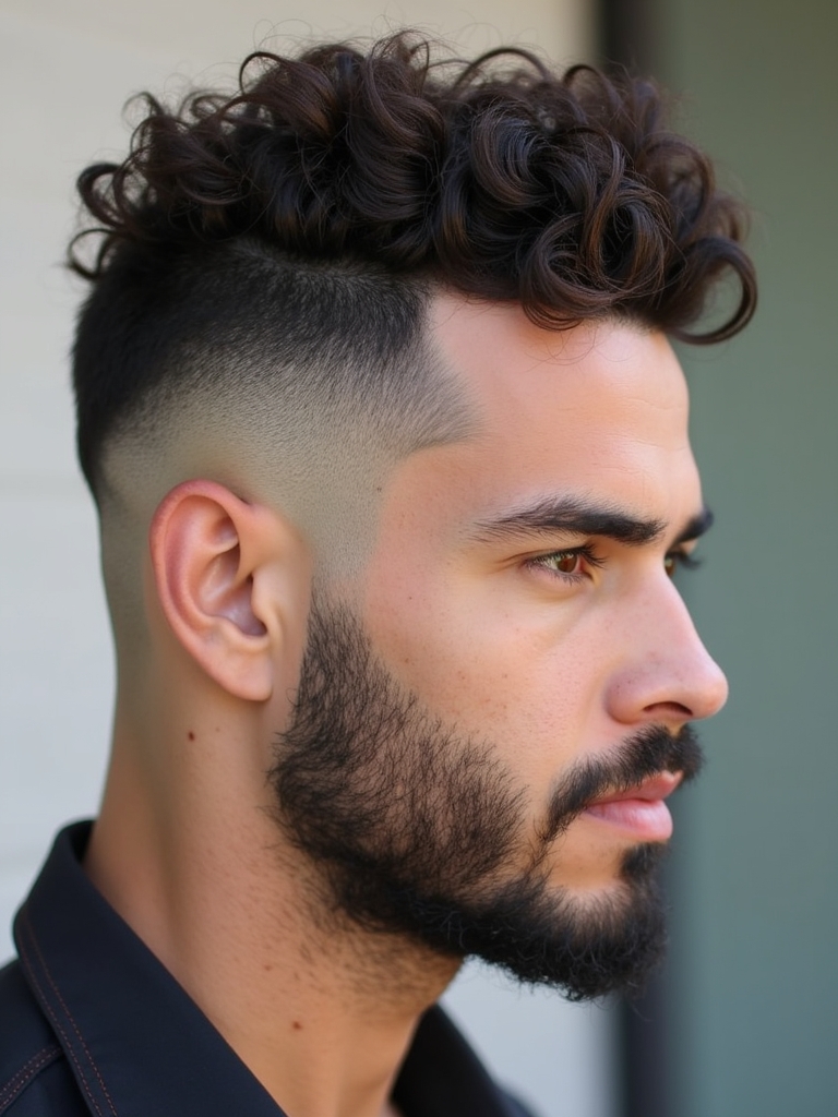 Men's Short Curly Hairstyles: Twisted Curls with Low Fade
