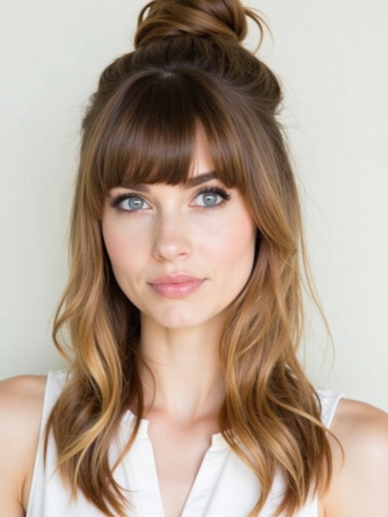 Face Framing Curtain Bangs with a Loose Wave