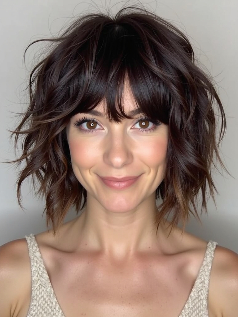 Face Framing Curtain Bangs with Twisted Bangs