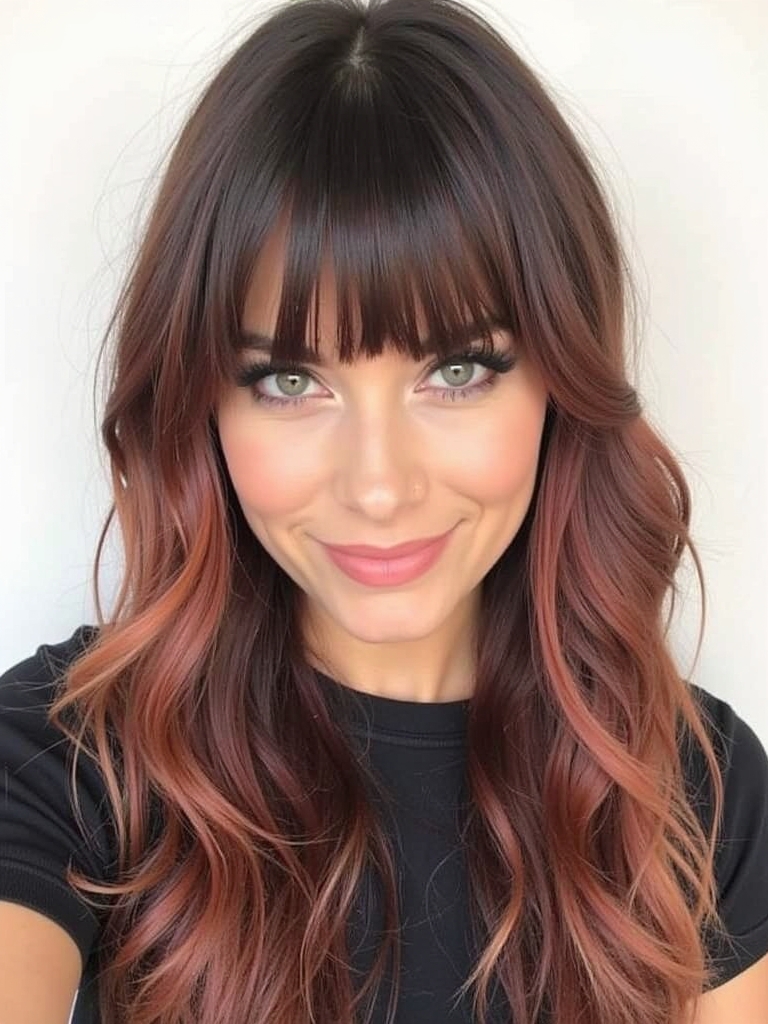 Face Framing Curtain Bangs with a Side Part