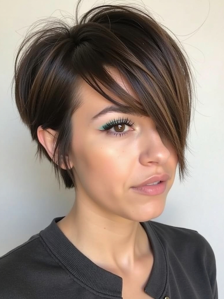 Face Framing Curtain Bangs with Highlights