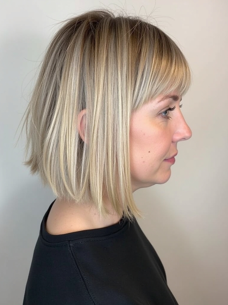Angled Bob Haircut With Wispy Ends