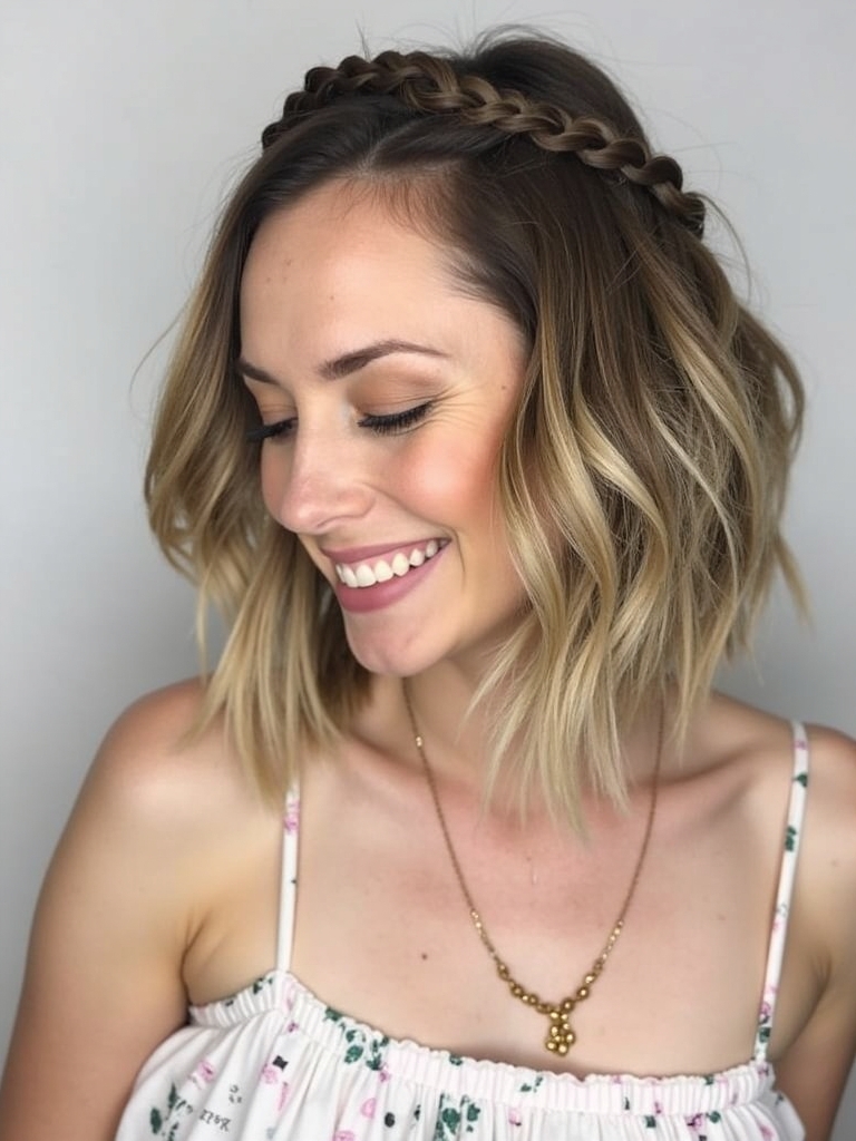 Angled Bob Haircut With Bright Colors