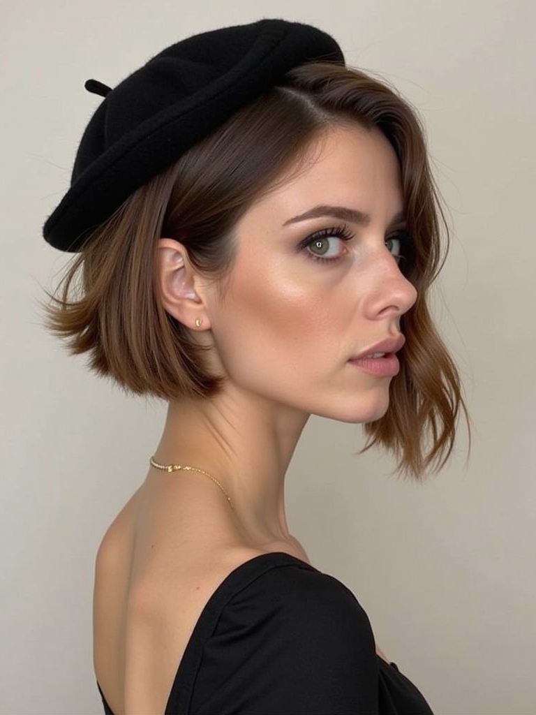 Angled Bob Haircut With Half-Up Half-Down
