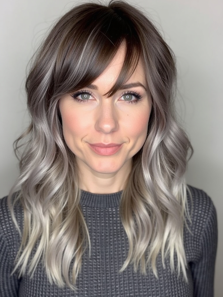 Cool Tone Brown Hair with Root Melt