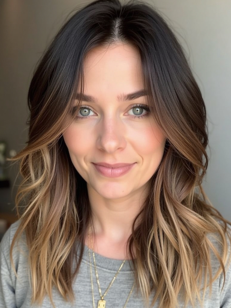 Cool Tone Brown Hair with Chunky Highlights
