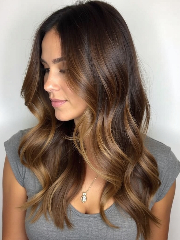 Honey Brown Balayage with Face-Framing Layers