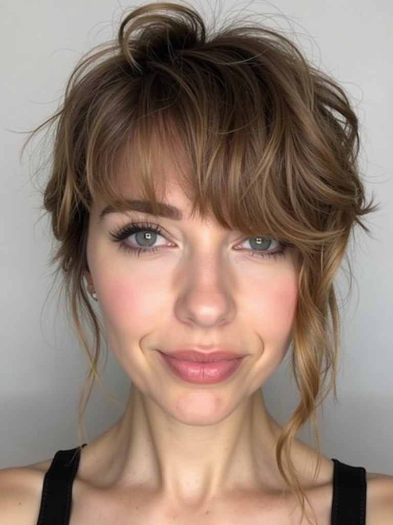 Face Framing Curtain Bangs with Bob Hairstyle