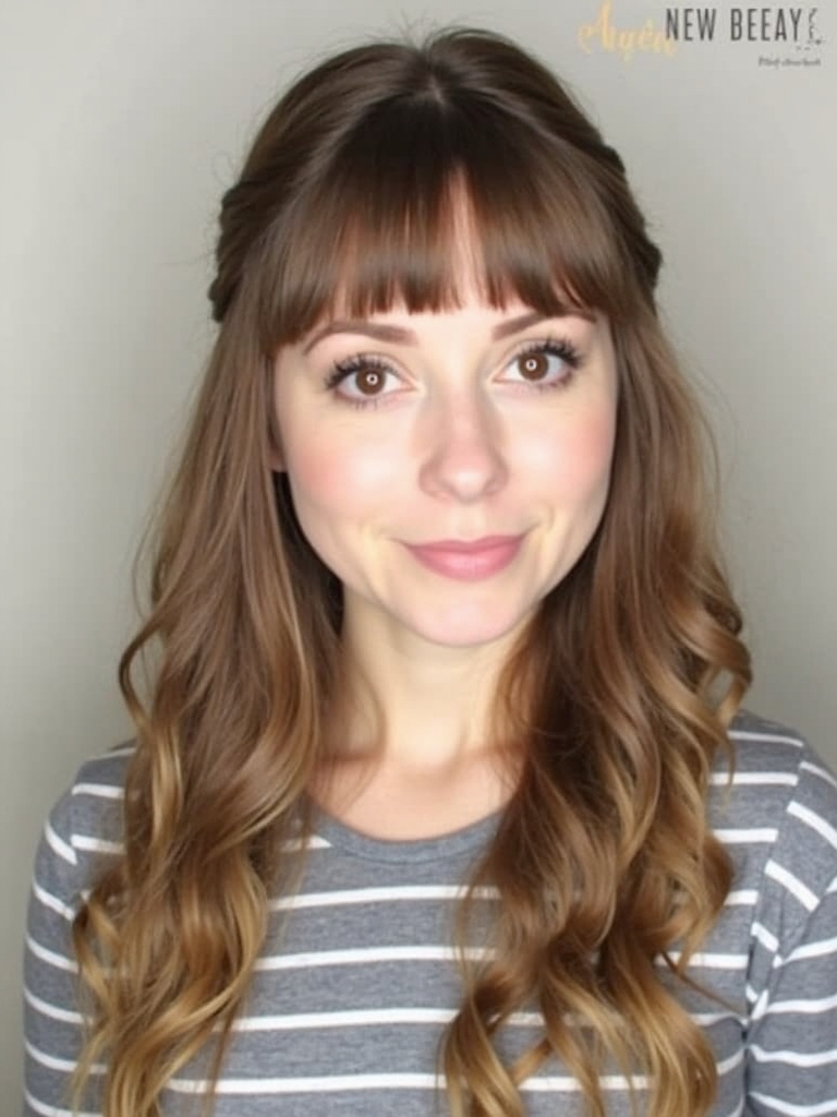 Face Framing Curtain Bangs with Wavy Hair