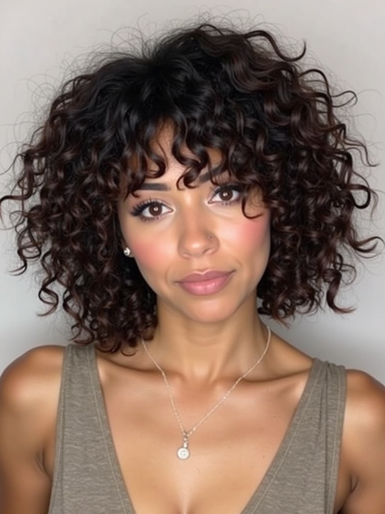 Face Framing Curtain Bangs with Bold Colors