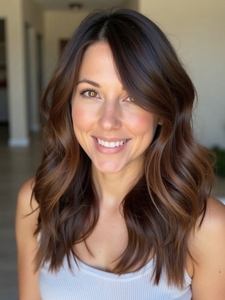 Fall Brown Hair with Glistening Amber Highlights