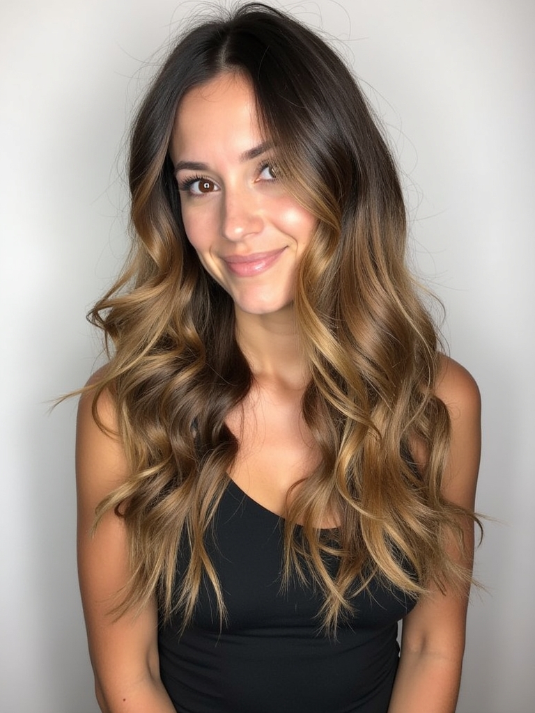 Honey Brown Balayage with Chunky Highlights