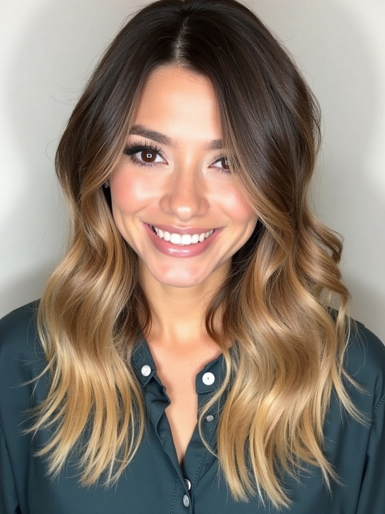 Honey Brown Balayage for Curly Hair