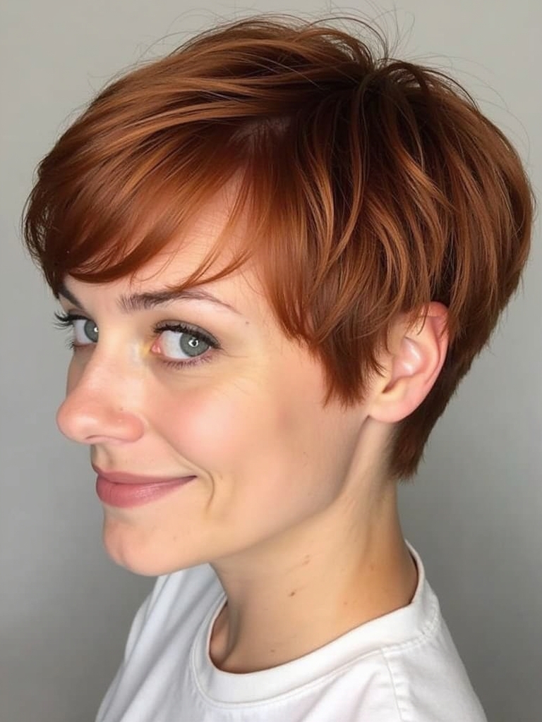 Copper Curtain Bangs: 51 Captivating Copper Hair Color Ideas