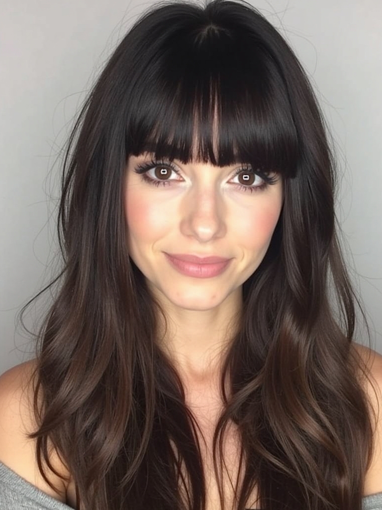 Subtle Face Framing Curtain Bangs on Straight Hair