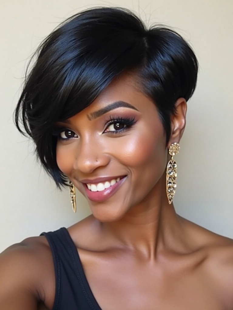51 Stunning Short Haircuts for Black Women: Curly Pixie with Defined Curls
