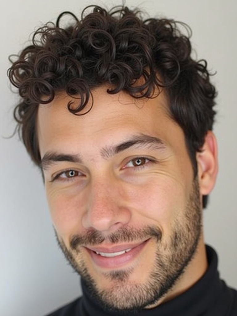 Men's Short Curly Hairstyles: Cropped Curls with Line Up
