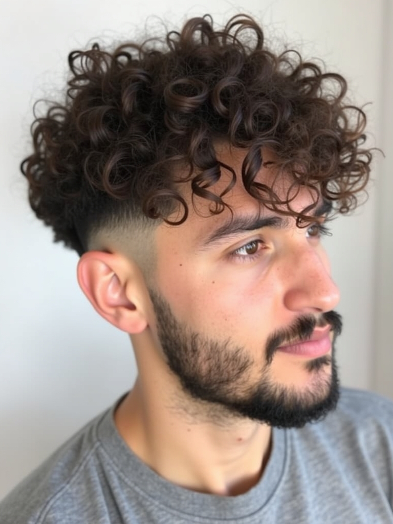 Men's Short Curly Hairstyles: Textured Side Swept