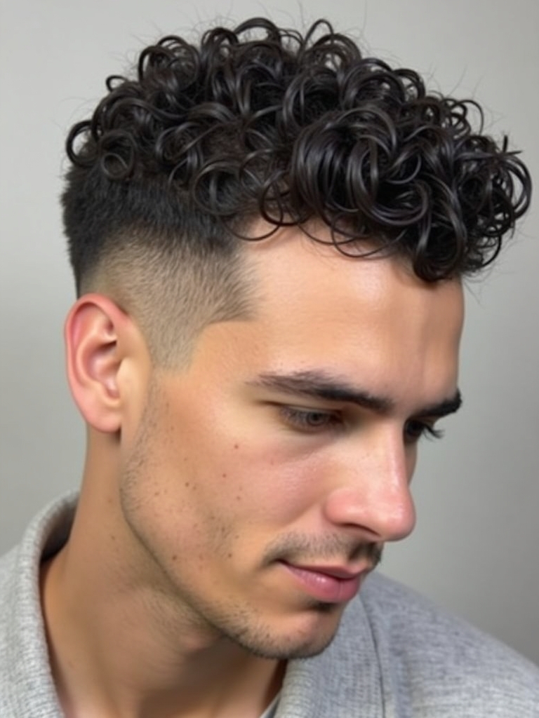 Men's Short Curly Hairstyles: Modern Pompadour with Curls
