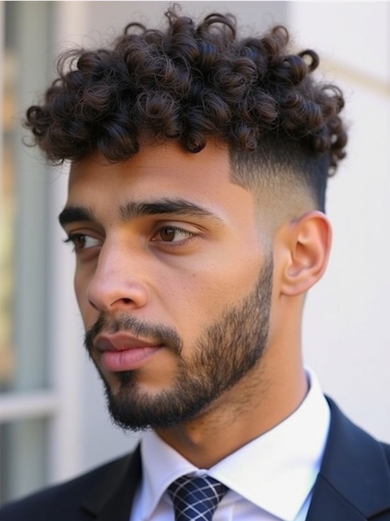Men's Short Curly Hairstyles: Disconnected Undercut