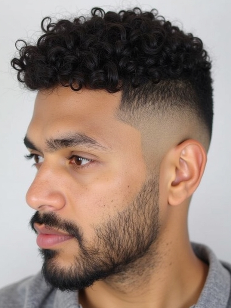 Men's Short Curly Hairstyles: Curly Fringe with Undercut
