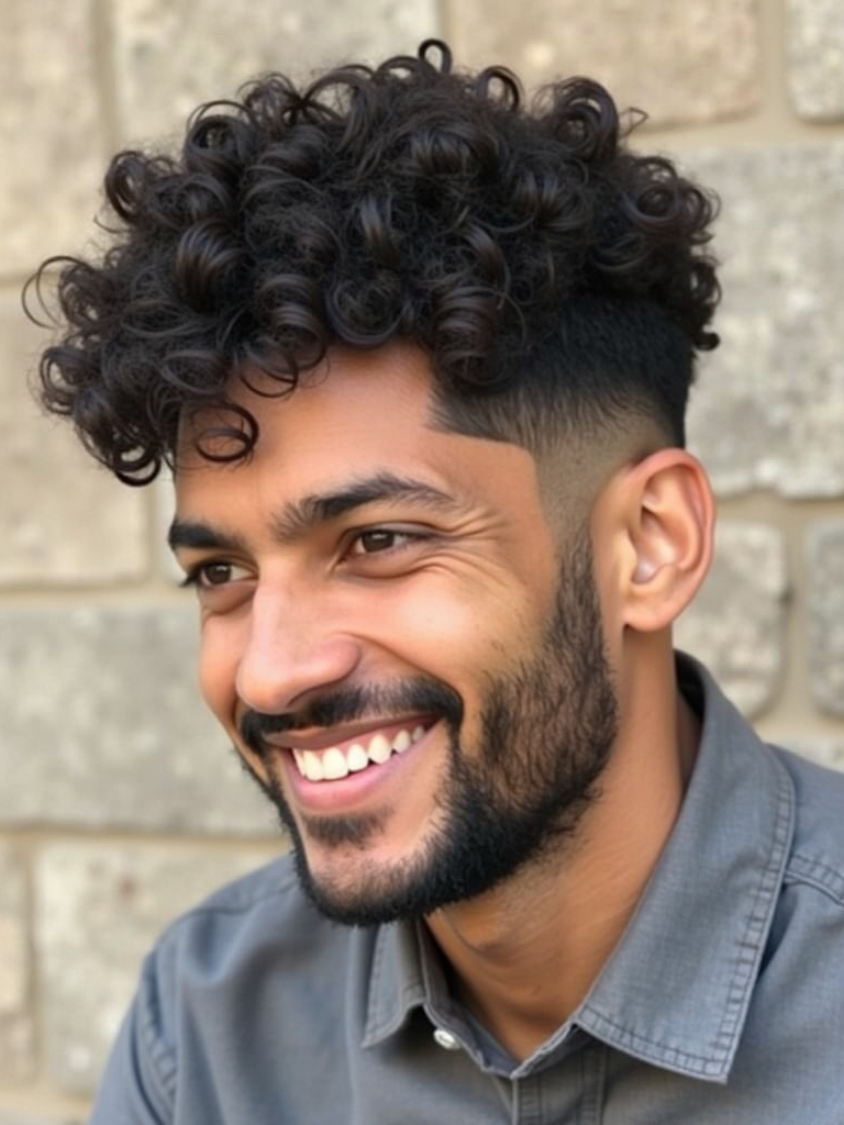 Men's Short Curly Hairstyles: The Messy Curly Top