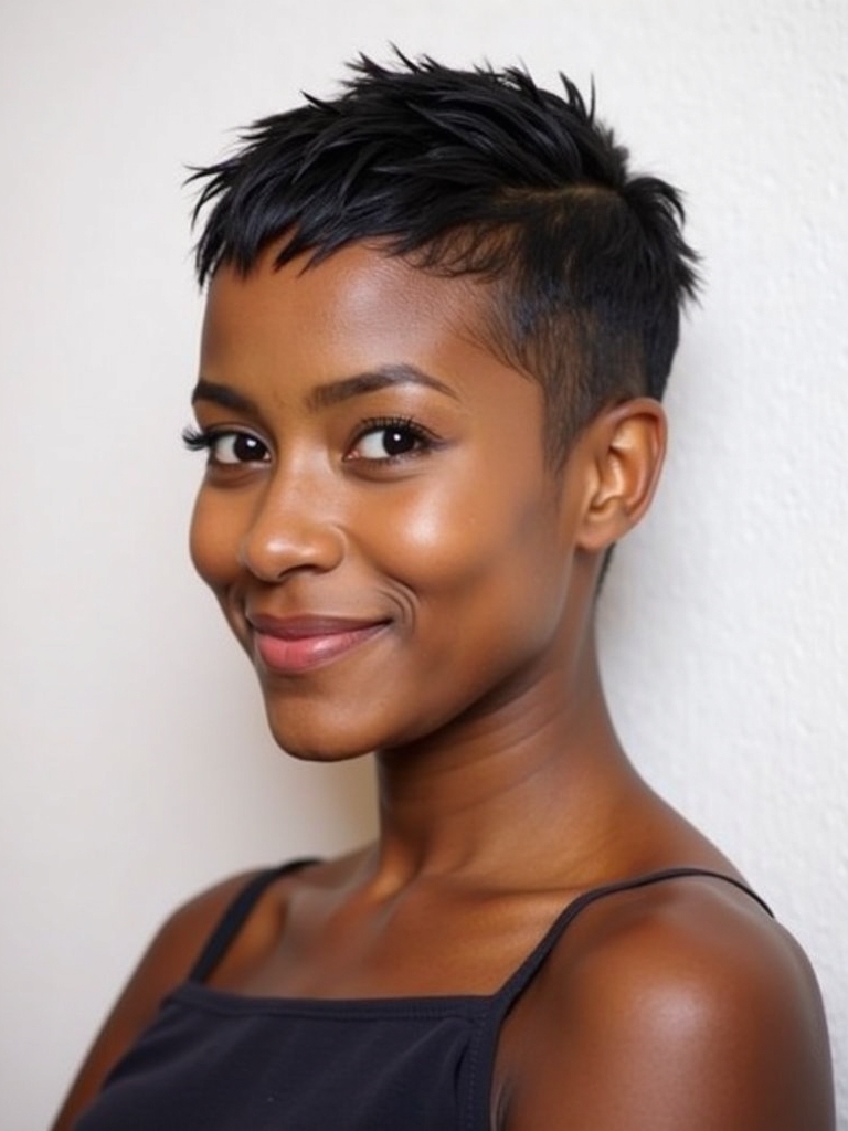 Short Pixie Haircuts Black Women: The Side Parted Tapered Pixie
