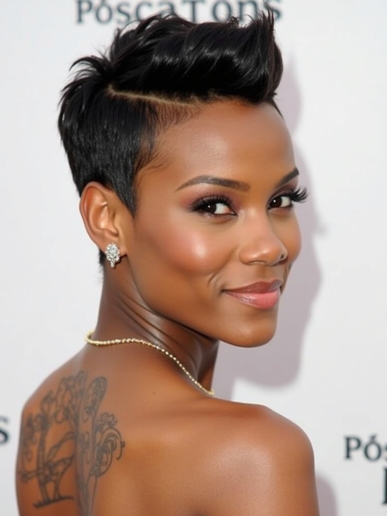 Short Pixie Haircuts Black Women: The Side Swept Bangs Pixie