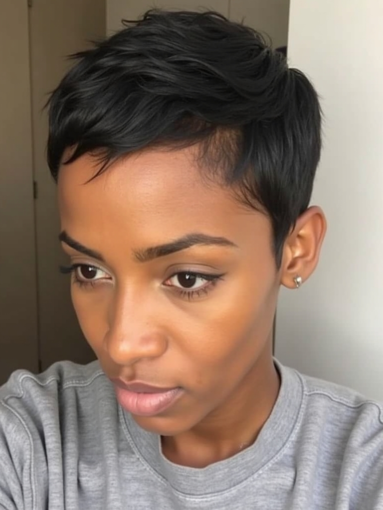 Short Pixie Haircuts Black Women: The Tapered Back with Long Top Pixie