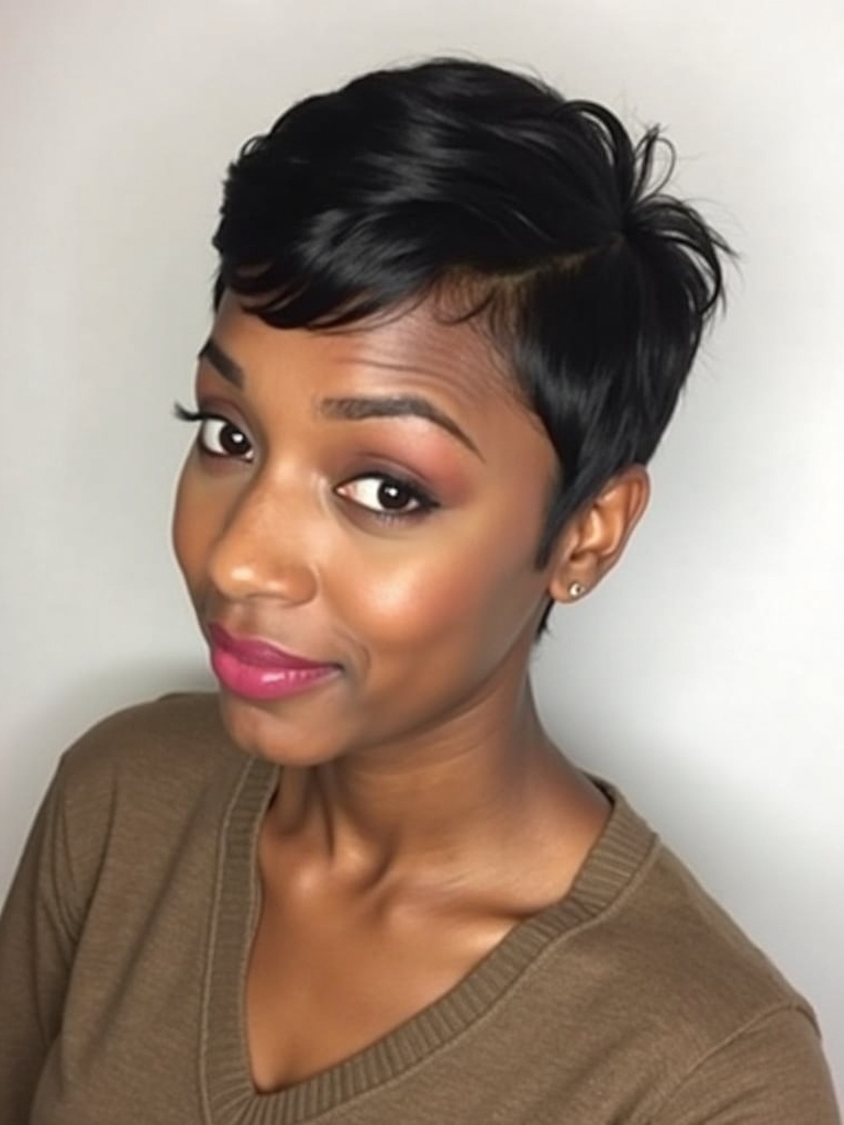 Short Pixie Haircuts Black Women: The Side-Swept Pixie