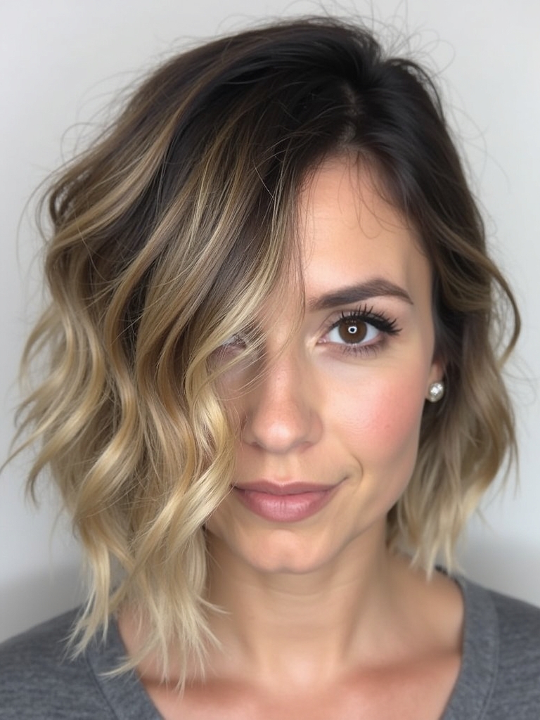 Angled Bob Haircut With Volume