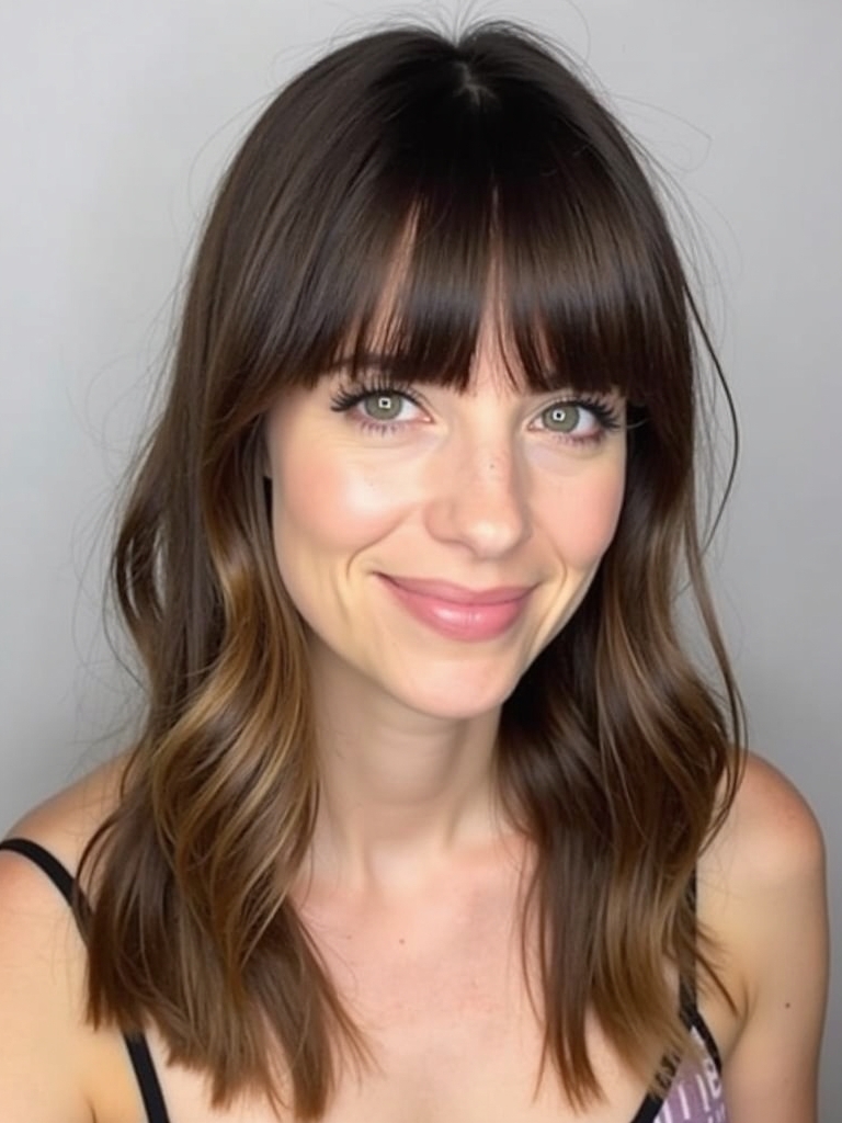 Face Framing Curtain Bangs with Front Pieces Haircut