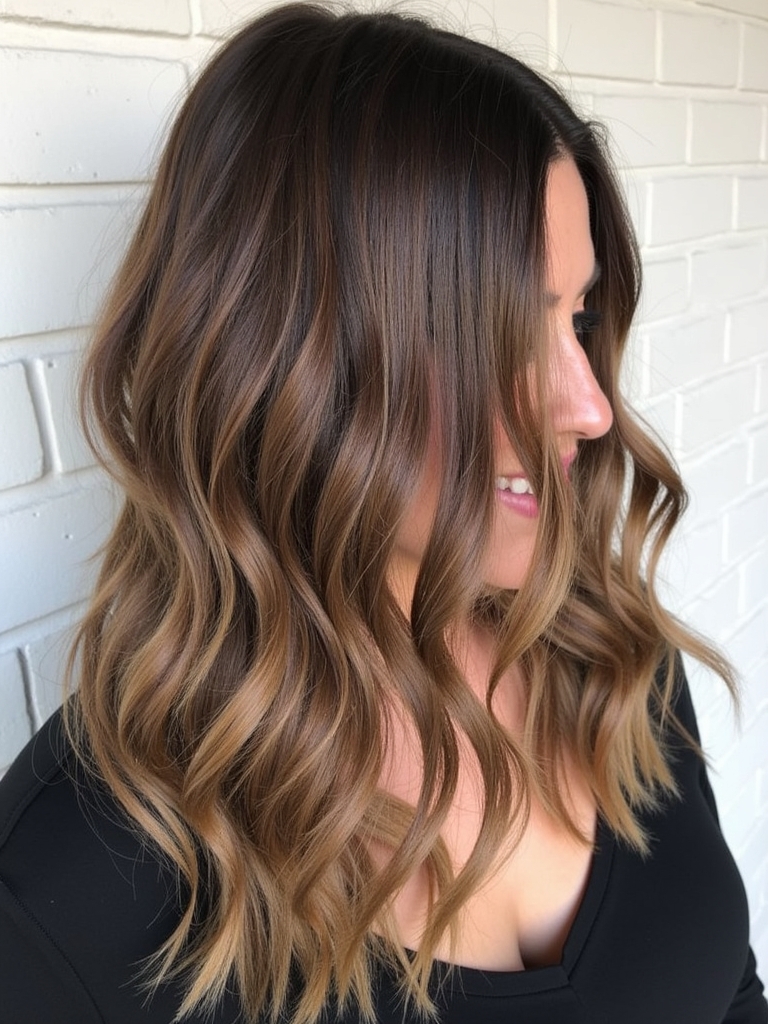 Sun-Kissed Honey Brown Balayage Lob
