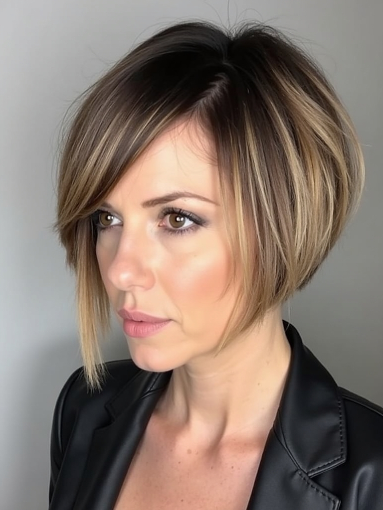 Angled Bob Haircut With Crown Braid