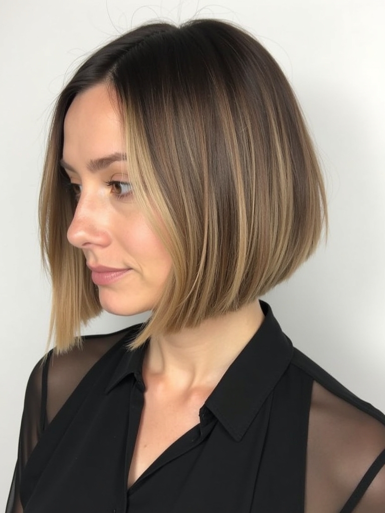 Angled Bob Haircut With Deep Side Part