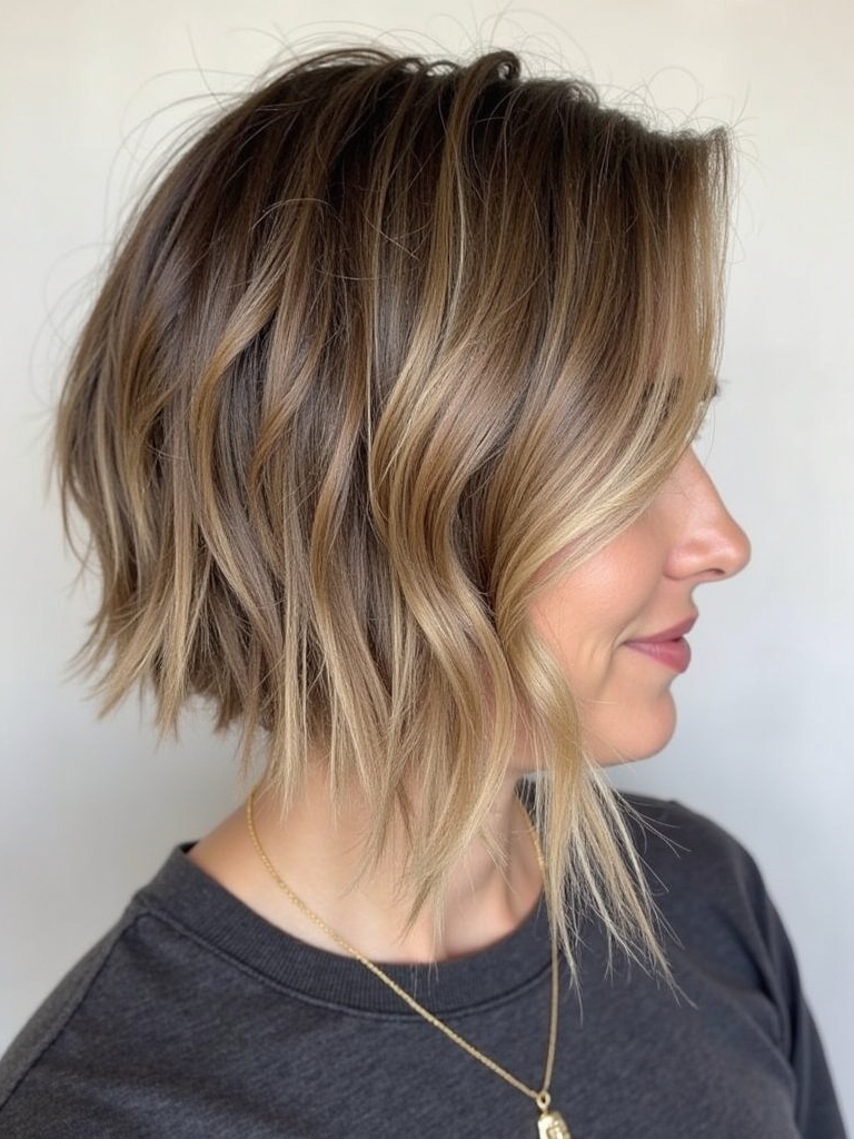 Angled Bob Haircut With Side-Swept Bangs