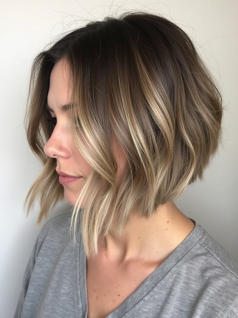 Wavy Angled Bob Haircut