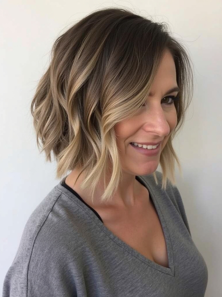 Angled Bob Haircut With Blunt Ends