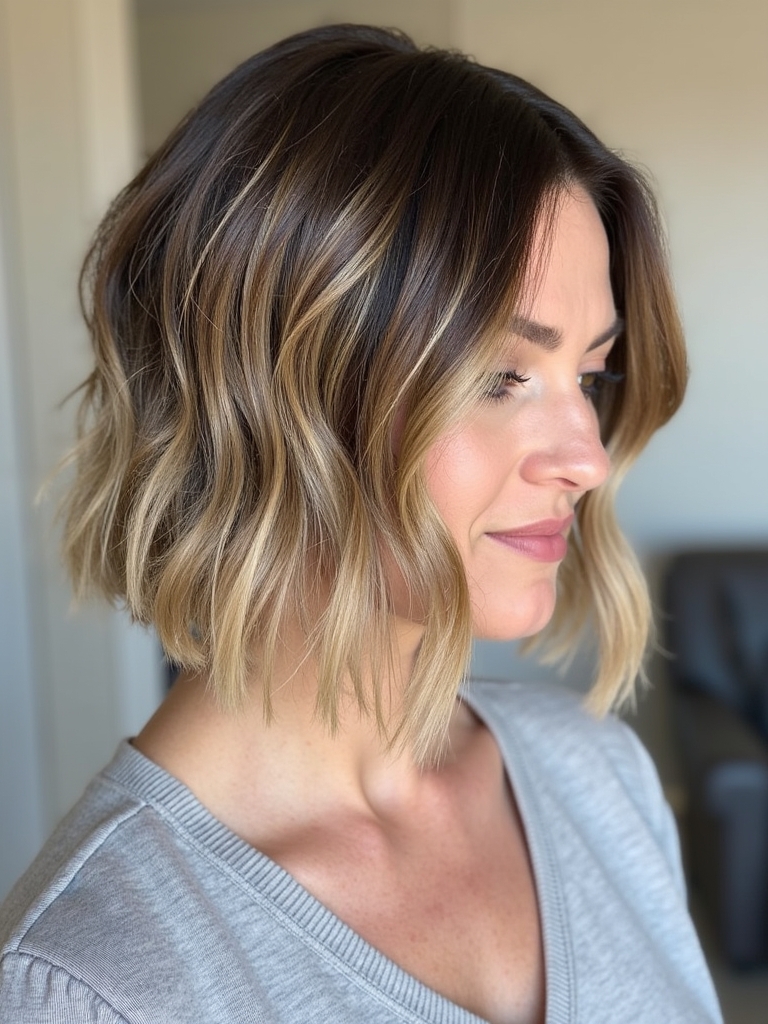 Asymmetrical Angled Bob Haircut