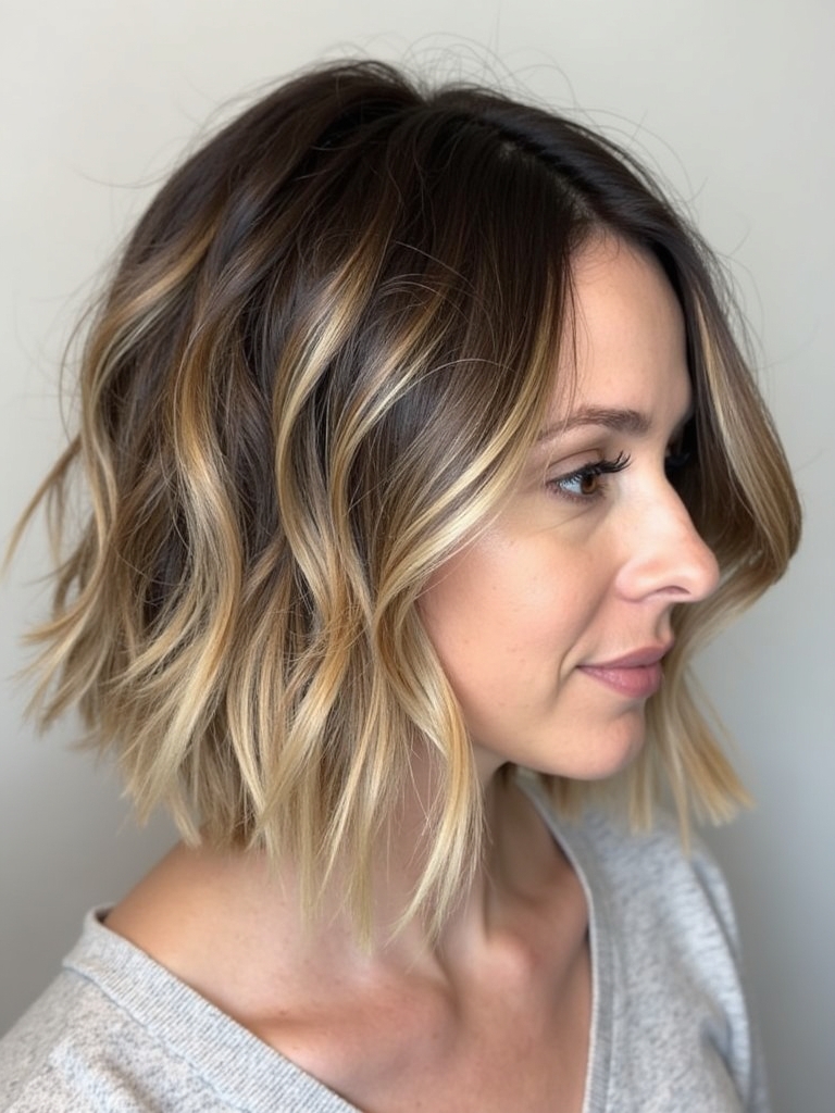 Textured Angled Bob Haircut For Fine Hair