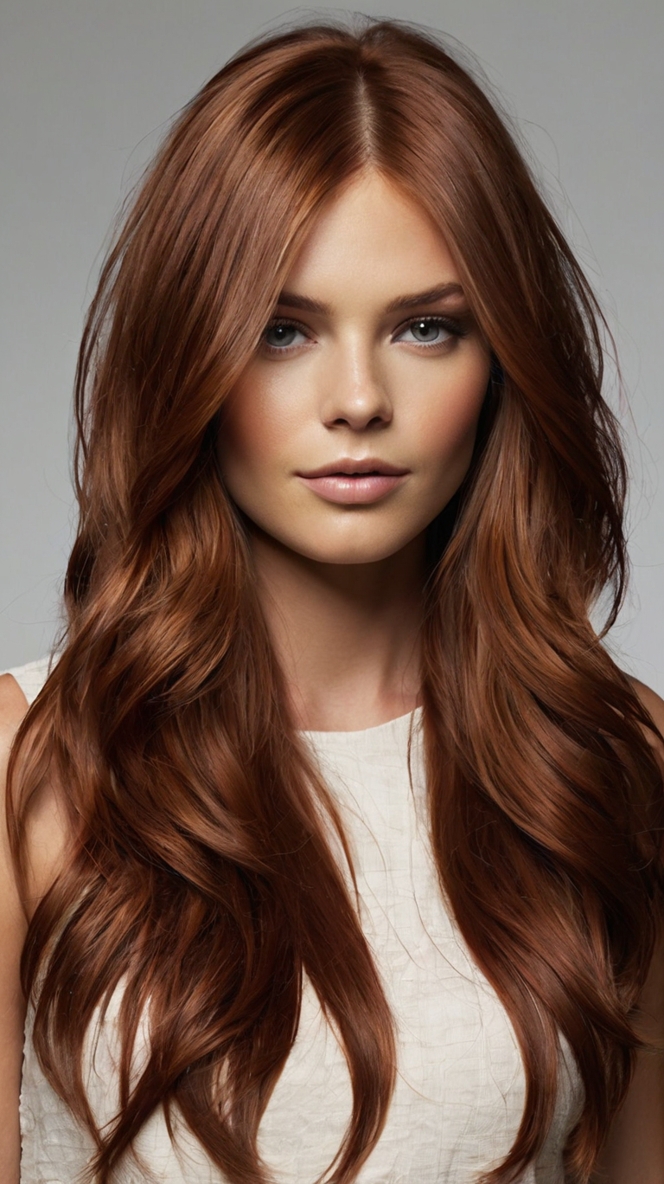 Chocolate Copper Middle Part with Sleek Texture