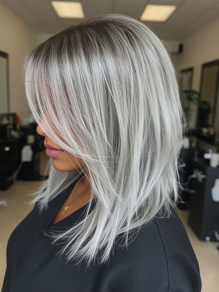 Silver Flipped Ends on Dark Skin