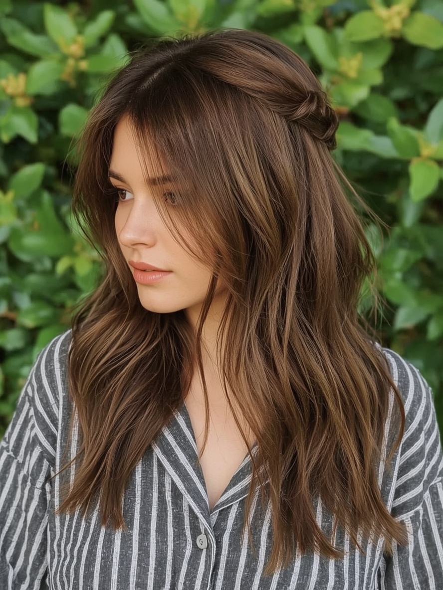 Butterfly Haircut with Inverted Layers for Long Hair and Round Face