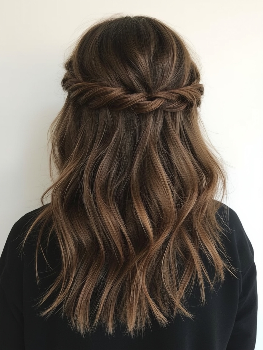 Long Hair Older Women: Center Parted with Waves