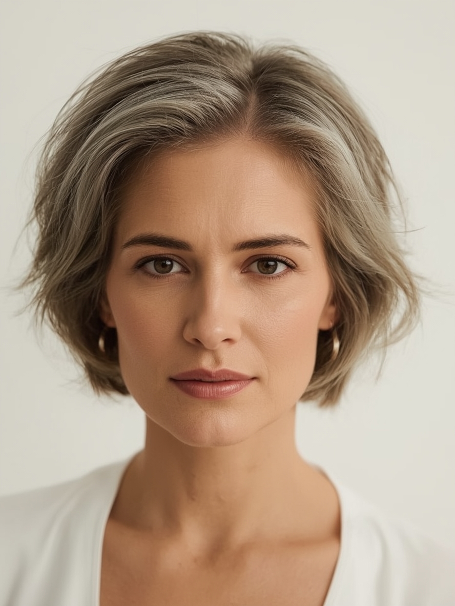 Bob For Thin Hair Older Women: The Off-Centered Part Bob