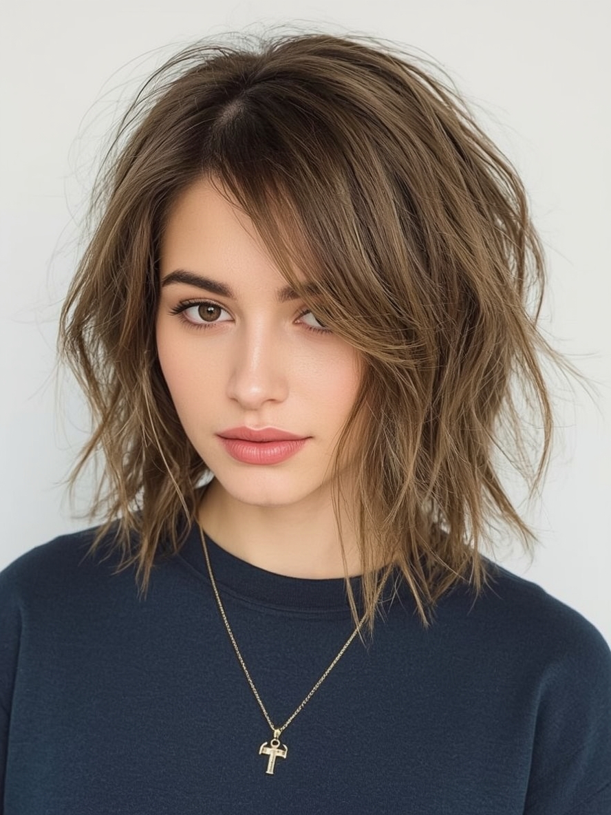 Butterfly Haircut with Deep V Layers for Long Hair and Round Face